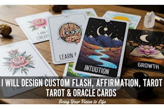design custom flash, affirmation tarot and oracle cards