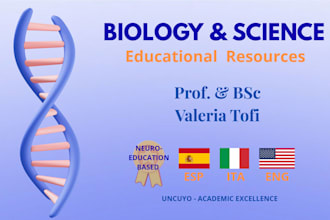 design biology and science lessons in english, spanish, or italian