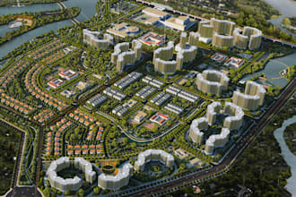 develop 3d urban planning render, master plan visualization,property aerial view