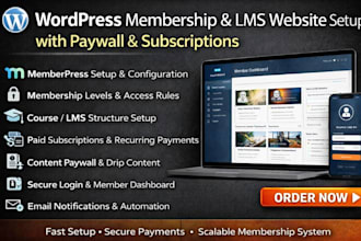 setup wordpress membership lms website paywall subscription memberpress website