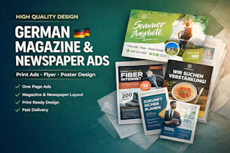 design german magazine ads, newspaper ads, one page ads, print ads flyer, poster
