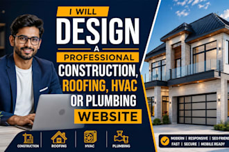 build a professional wordpress website construction, roofing, plumbing website