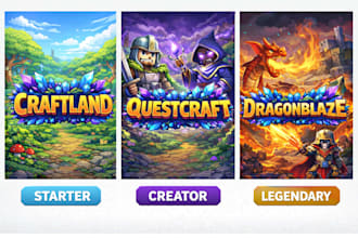 design a colorful minecraft hytale style logo or banner