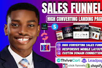 setup clickfunnels sales funnel, gohighlevel landing page, leadpages, thrivecart