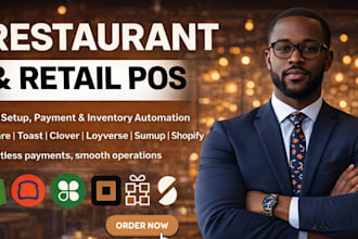 set up toast, square, clover and shopify pos for restaurants and retail