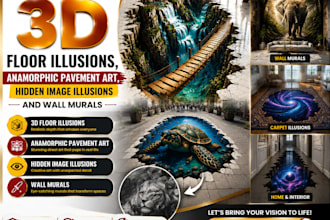create 3d floor illusions anamorphic pavement art hidden image illusion wall art