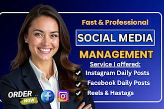 manage instagram posts, reels, facebook daily posts, social media content