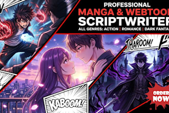 write manga, manhwa, anime, webtoon scripts or youtube recap stories