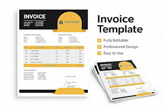 design professional invoice template in word, excel and PDF with branding