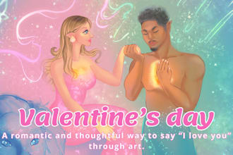 draw an extra fast romantic valentines day couple illustration