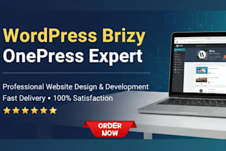 design wordpress website customize onepress theme avada brizy theme page builder