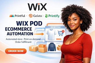 connect wix store for ecommerce with printiful gelato printfy for automated pod