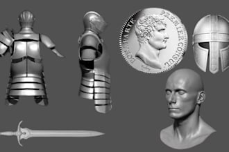 create custom printable helmet, mask, weapon,3d coin, cosplay models 3d toy stl