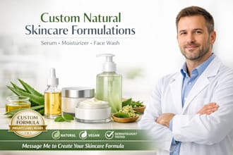formulate custom natural skincare products, serum, moisturizer, and face wash