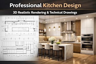 design your kitchen, wardrobe floor layout and 3d rendering