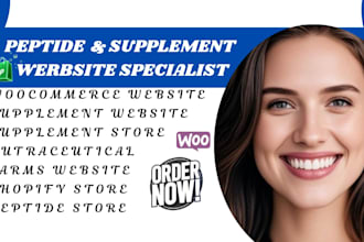 build peptide supplement website nutraceutical  nootropic woocommerce store