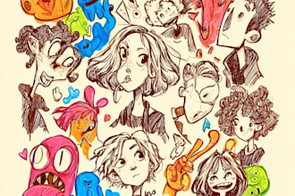 draw unique hand drawn doodle illustrations with personality
