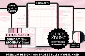 design clean and minimal canva planner for productivity, goal, finance health