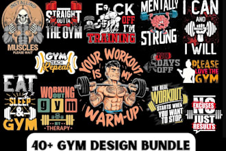 do hand drawn fitness gym t shirt logo design