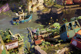 design 3d game environment, level design using unreal engine and 3d art model