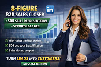 8 figure b2b sales closer, sdr sales representative, verified lead gen