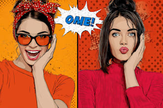make a vintage pop art style comic style