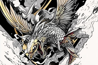 make a realistic black and white tattoo design for you