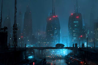design cyberpunk futuristic city illustration