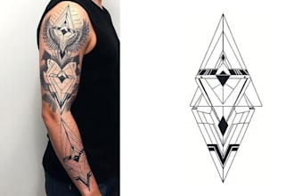 create sleeve tattoo design in geometric style