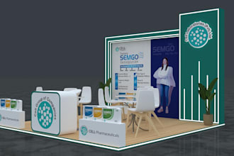 design 3d exhibition stall and booth rendering