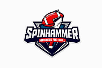 do iconic logo for a handheld football launcher spin hammer