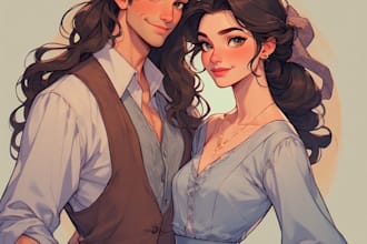 make a realistic couple portrait for gifts or decor