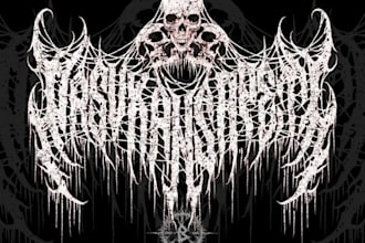 create a dark and symmetrical black metal logo