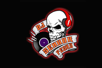 design music dj disco dance logo with clothing brand