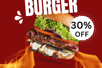 design a professional burger post for instagram and facebook using canva