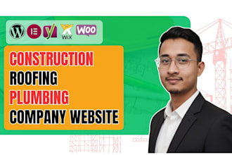 design construction, plumbing, company website using elementor