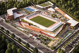 design master site plan,render urban plan,football stadium, city landmark layout