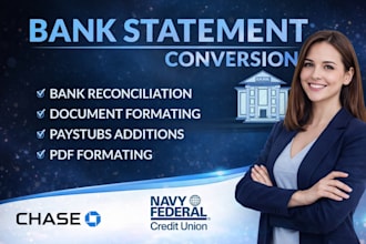 convert pdf to excel , convert bank statements, admin support