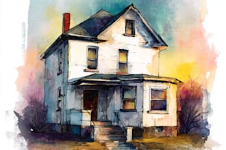 create amazing digital watercolor house portrait