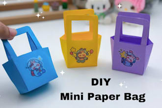 create bulk DIY paper craft and origami kids tutorial videos