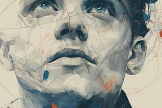 illustrate people portraits in an expressive abstract style