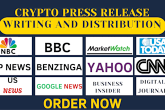write crypto press release blockchain release crypto PR distribution