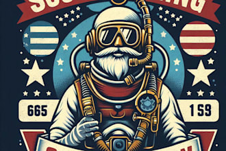 design high quality scuba diving vintage logo with t shirt design