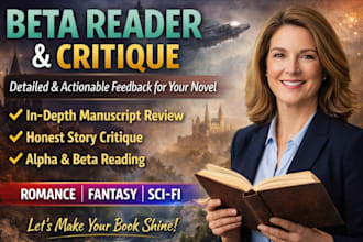 beta read and critique your romance, fantasy, or sci fi novel