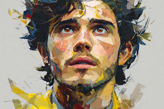 illustrate people portraits in an expressive abstract style