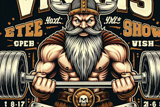 design high quality viking mascot logo with t shirt design