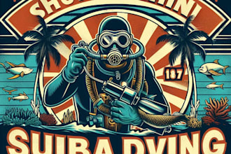 design high quality scuba diving mascot logo with t shirt design