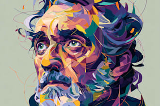 illustrate people portraits in an expressive abstract style