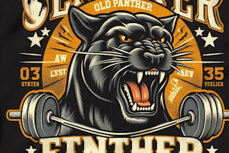 design high quality panther mascot logo with t shirt design