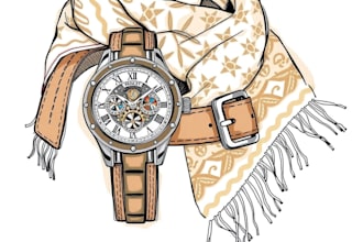design jewelry watch, belt, shawl sketch